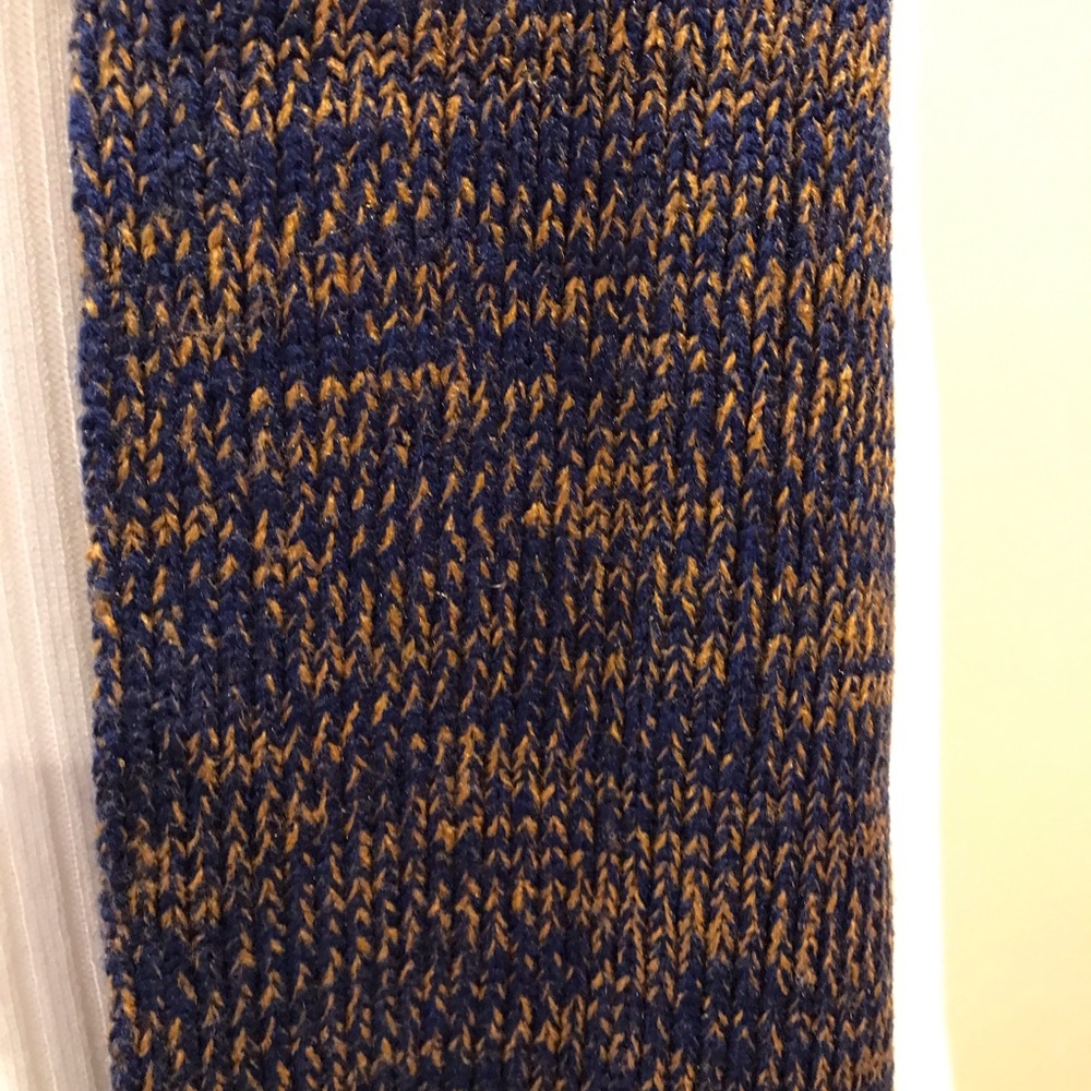 Timberland Knit Scarf Navy Blue Tan Unisex Acrylic Fall Winter Accessory Outdoor - Picture 8 of 8